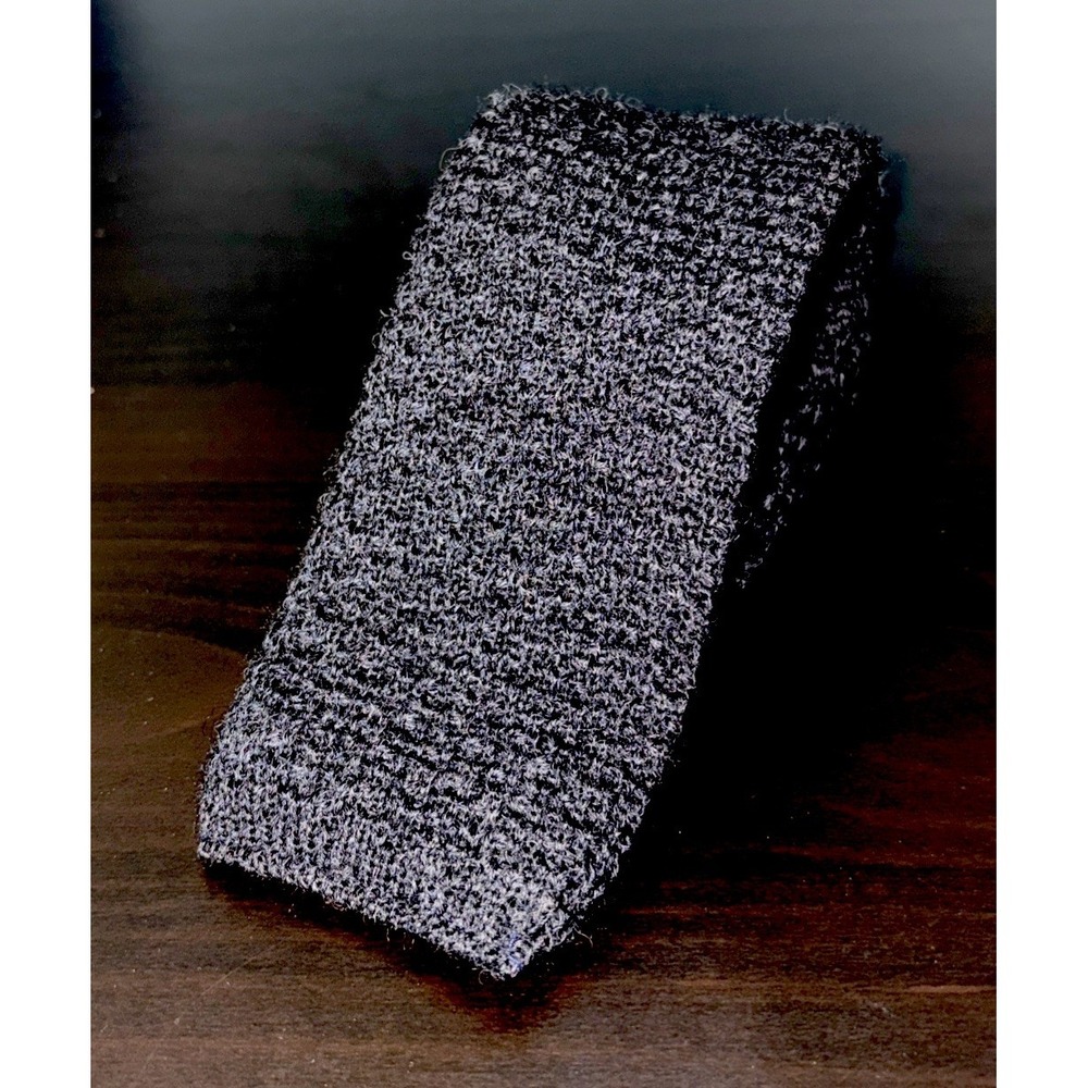Vintage Generra Necktie Square End 100% Wool Knit Tie Made USA Black